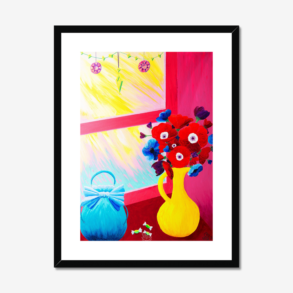 Blue Handbag in Window Original Acrylic Painting- Limited Edition Fine Art