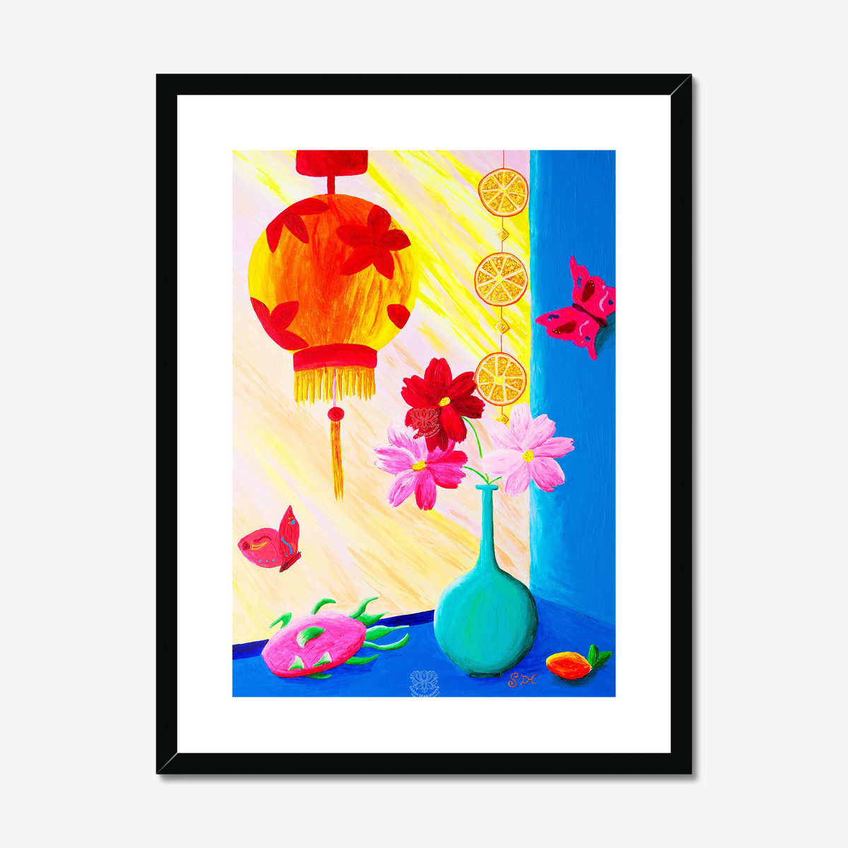 Window Painting with Dragon Fruit Original Acrylic Painting- Limited Edition Fine Art
