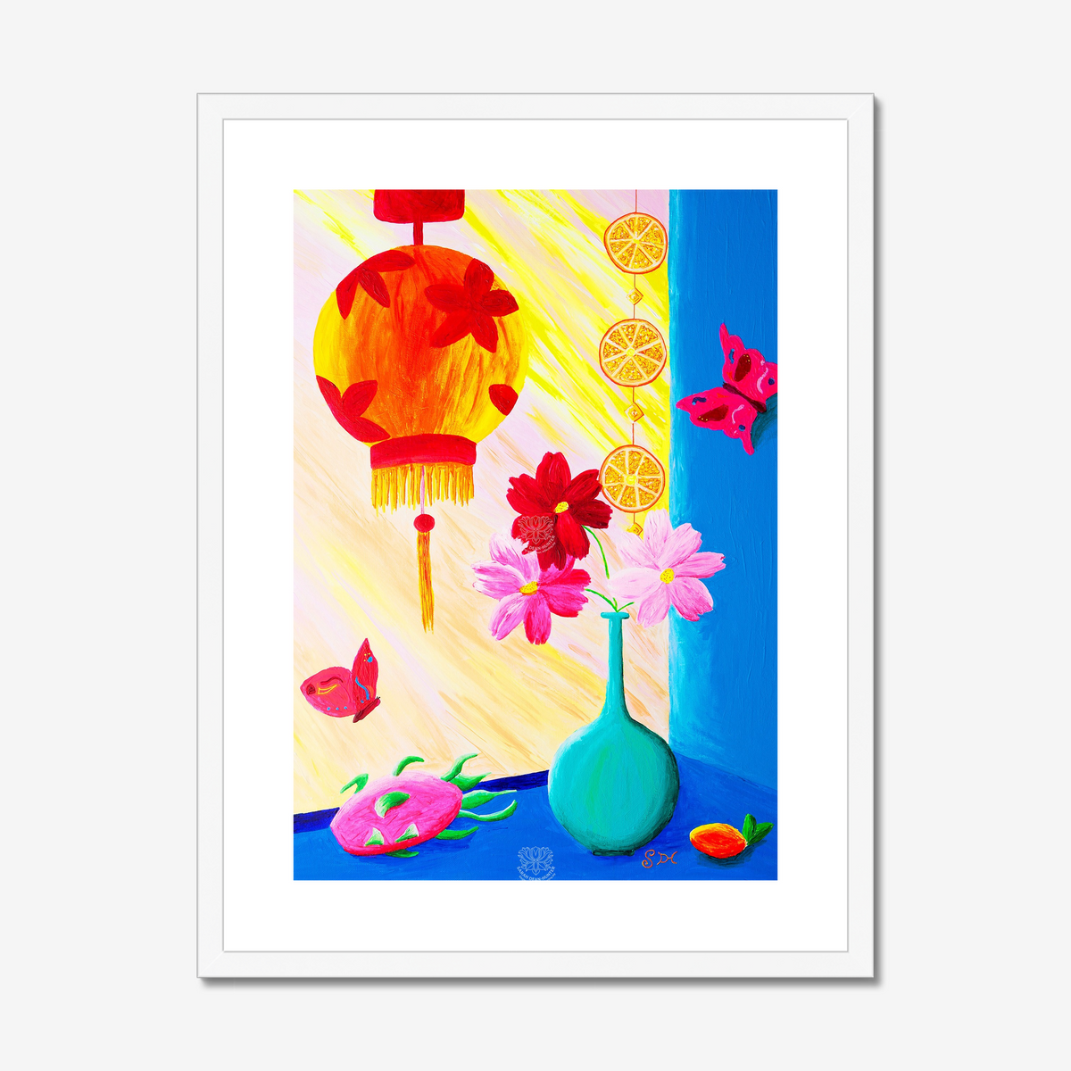 Window Painting with Dragon Fruit Original Acrylic Painting- Limited Edition Fine Art