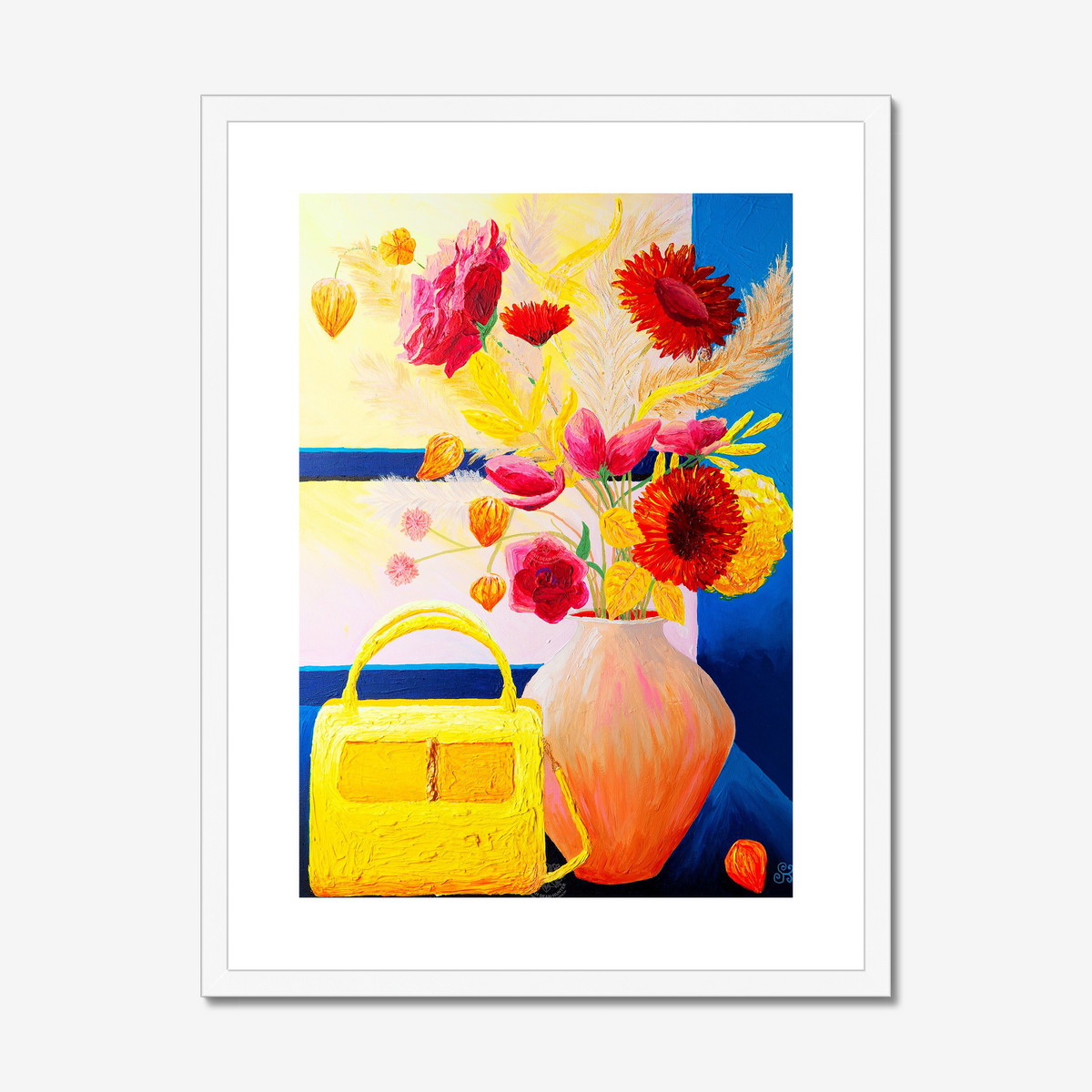 Yellow Handbag in Window Original Acrylic Painting— Limited Edition Fine Art
