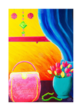 Pink Handbag in Window Original Acrylic Painting— Limited Edition Fine Art