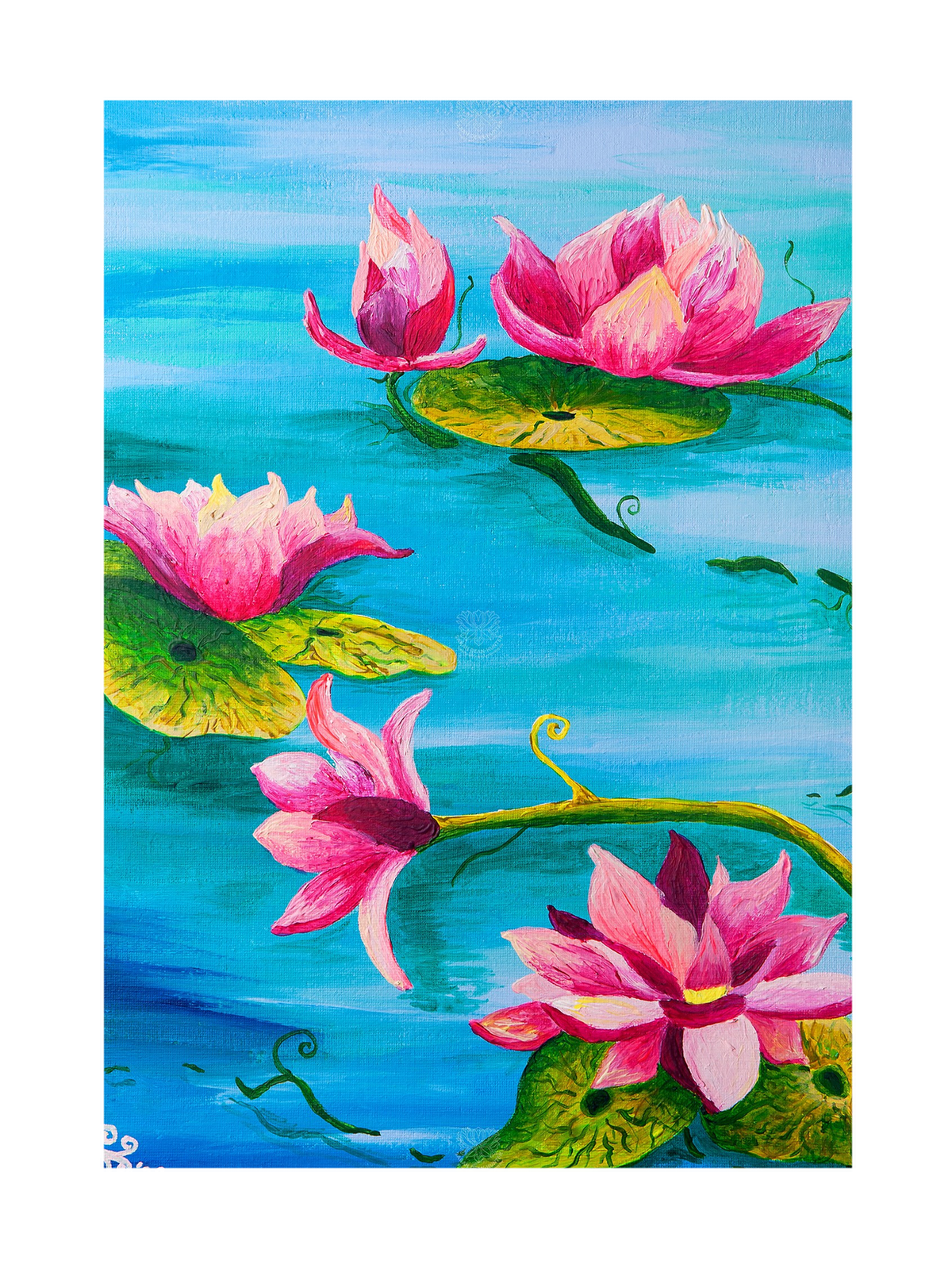 Waterlillies Original Acrylic Painting-Limited Edition Fine Art