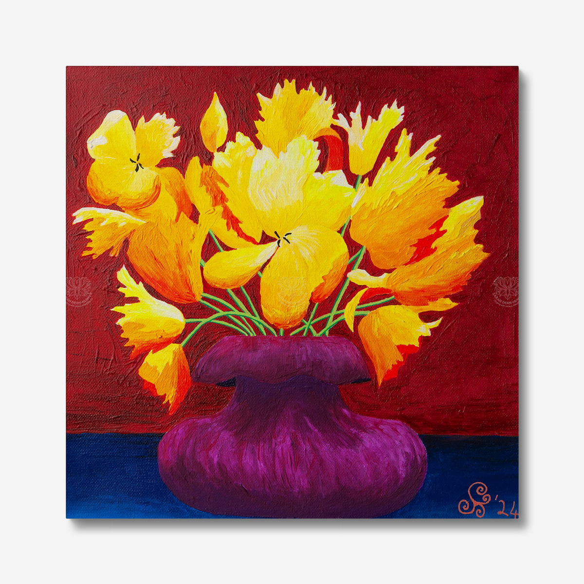 Yellow Tulips Original Acrylic Painting-Limited Edition Fine Art
