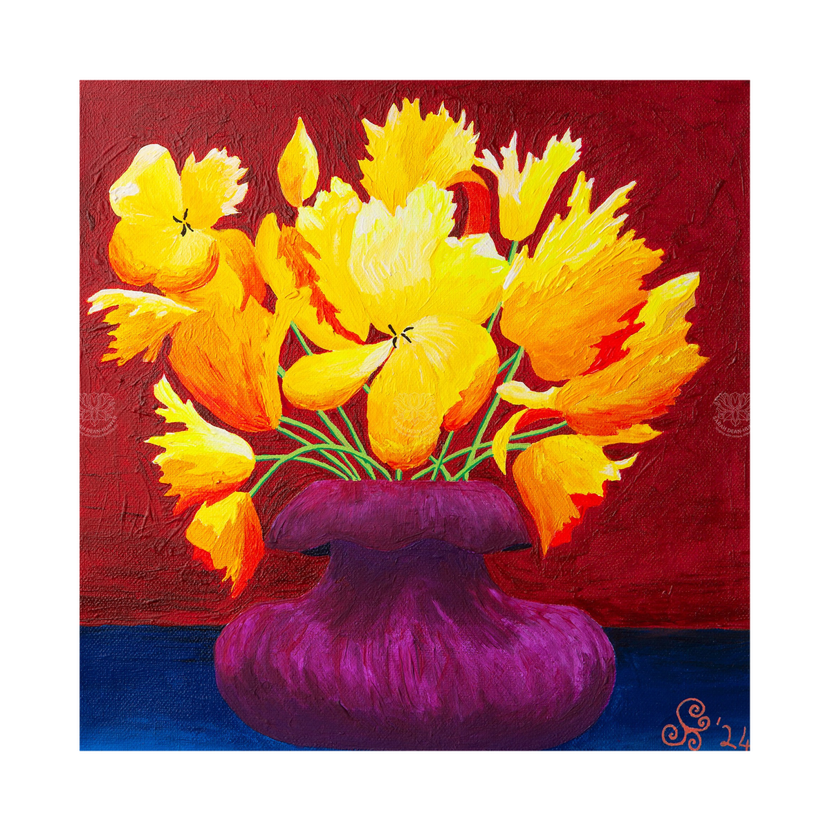 Yellow Tulips Original Acrylic Painting-Limited Edition Fine Art