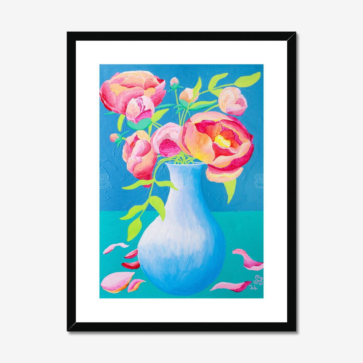 Peonies in Blue Vase Original Acrylic Painting-Limited Edition Fine Art