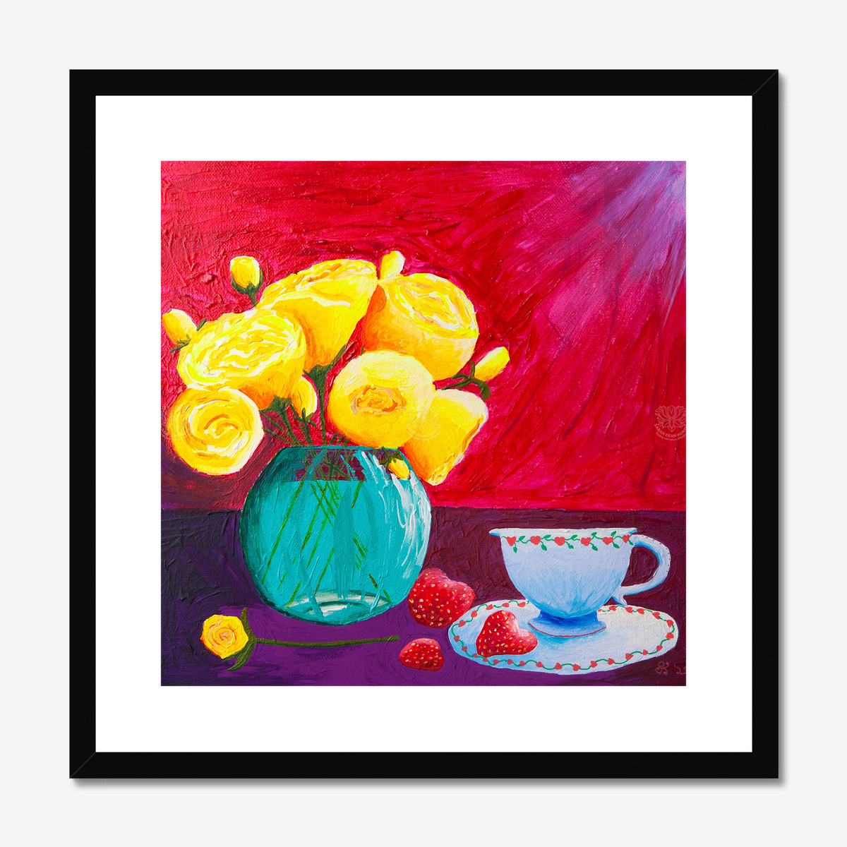 Peonies and Strawberries Original Acrylic Painting-Limited Edition Fine Art