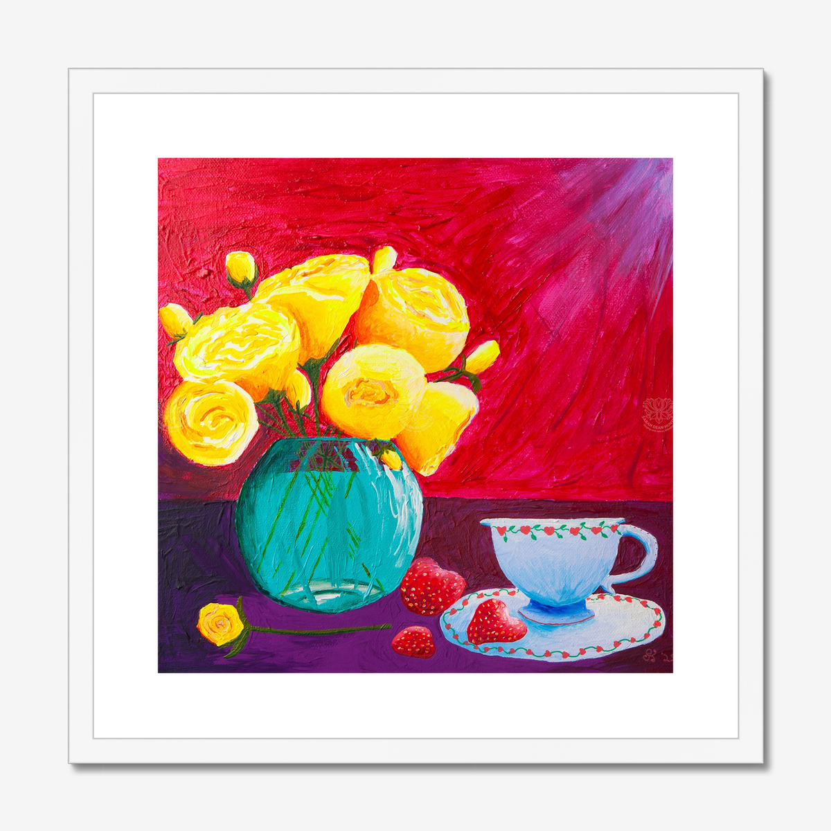 Peonies and Strawberries Original Acrylic Painting-Limited Edition Fine Art