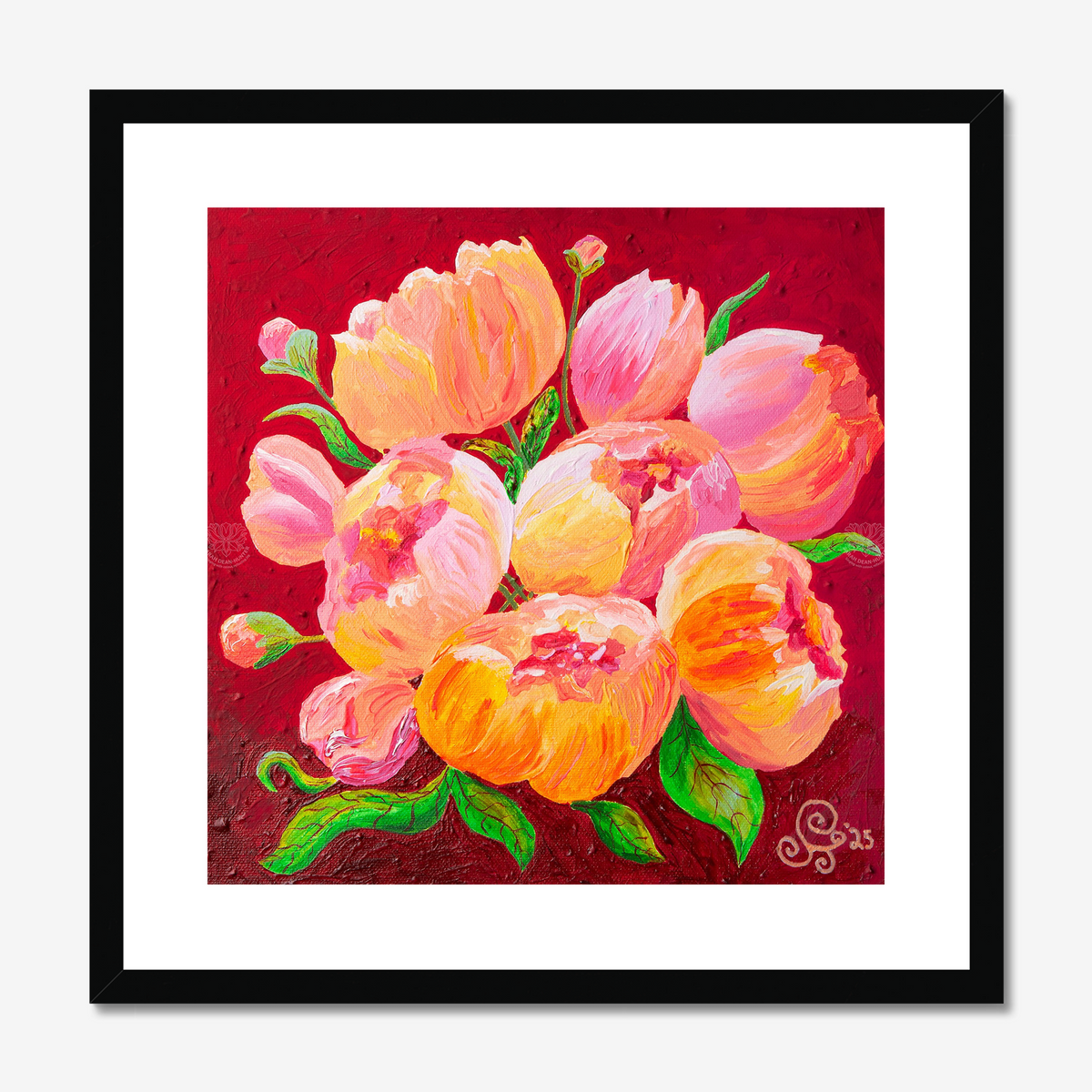 Peach Peonies Original Acrylic Painting-Limited Edition Fine Art