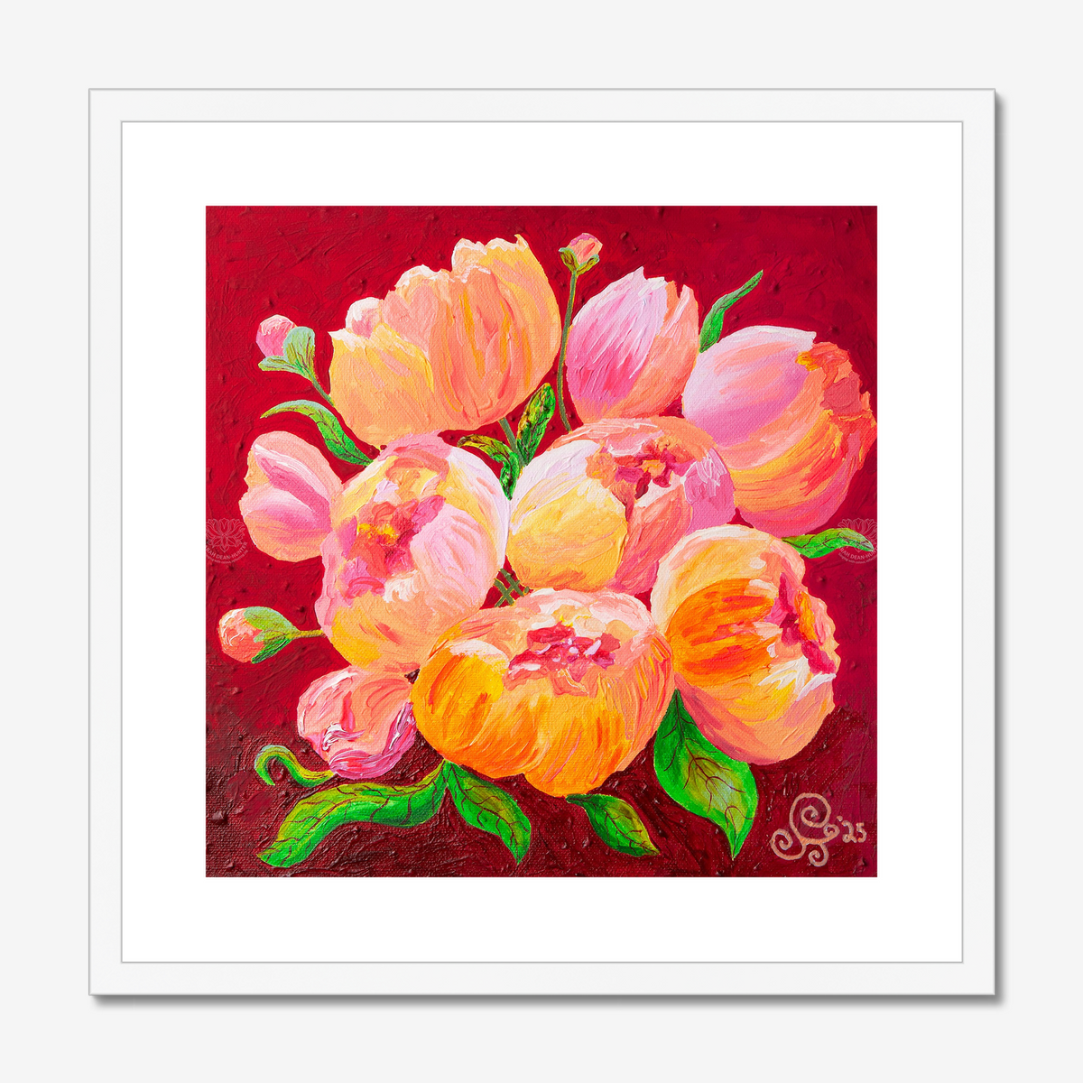Peach Peonies Original Acrylic Painting-Limited Edition Fine Art